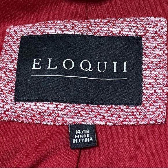 Eloquii Red White Tweed Knit Moto Jacket Size 14/16 Cropped Asymmetrical Zip - Picture 7 of 10